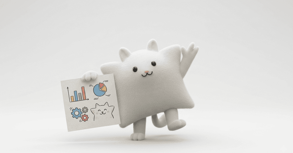 Mascotte Kayba tendant une fiche de présentation illustrée de petits graphiques