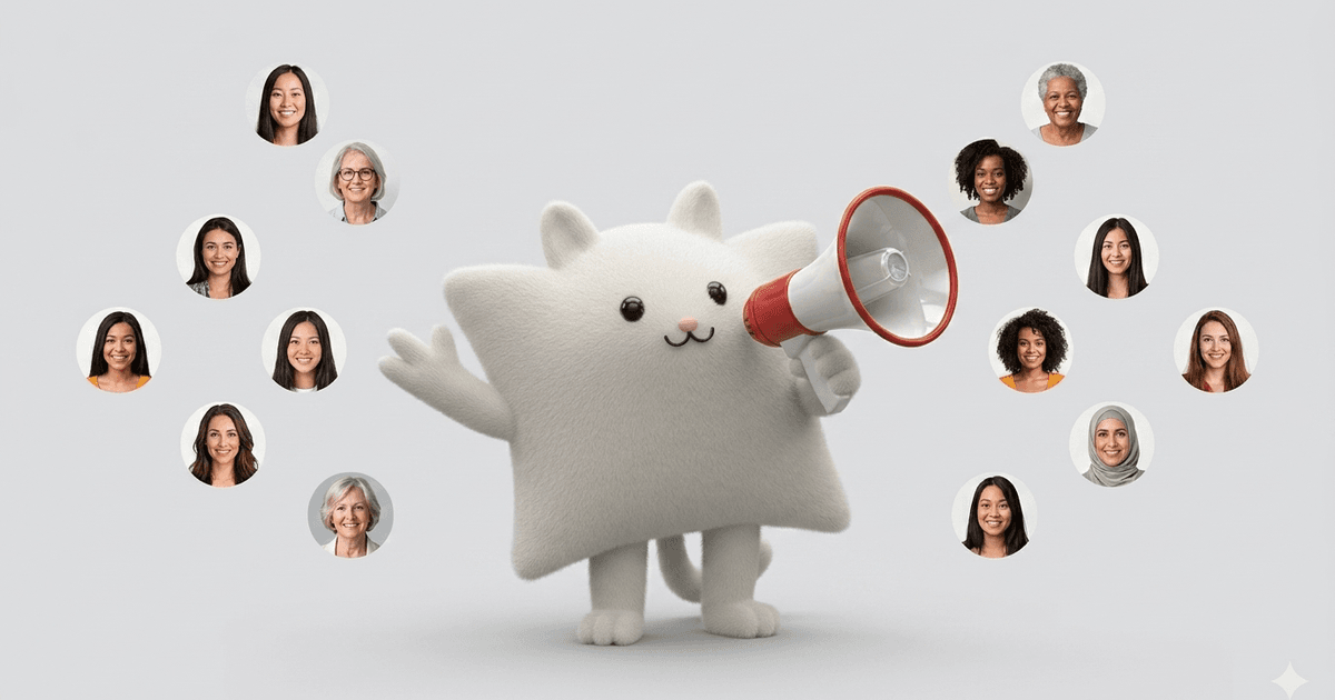 Mascotte Kayba avec un mégaphone entourée de profils d'ambassadrices